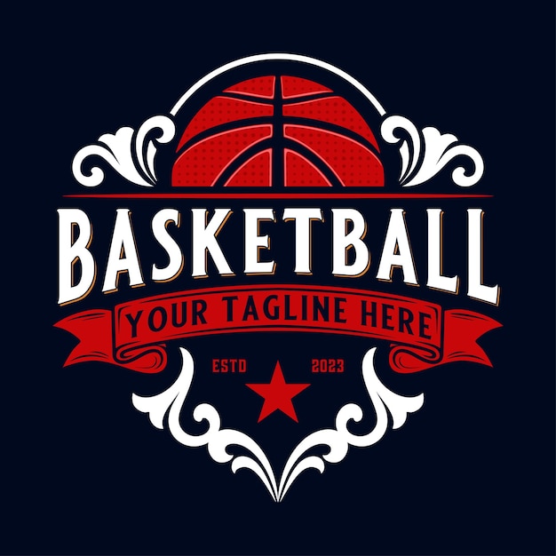 Logotipo vintage de basquete estilo emblemático perfeito para o clube de basquete