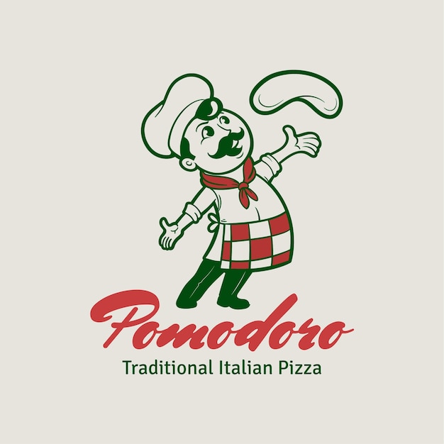 Logotipo vintage de pizzaria desenhado a mão