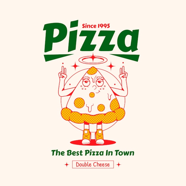 Vetor logotipo vintage de pizzaria desenhado a mão