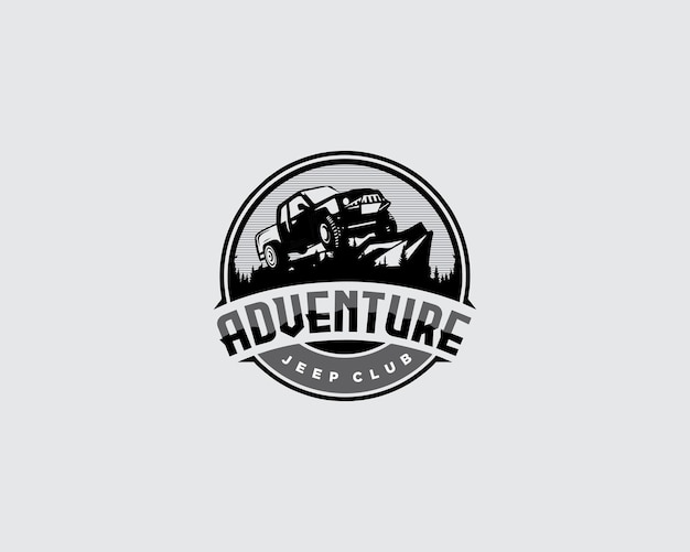 Logotipo vintage do jeep club adventure