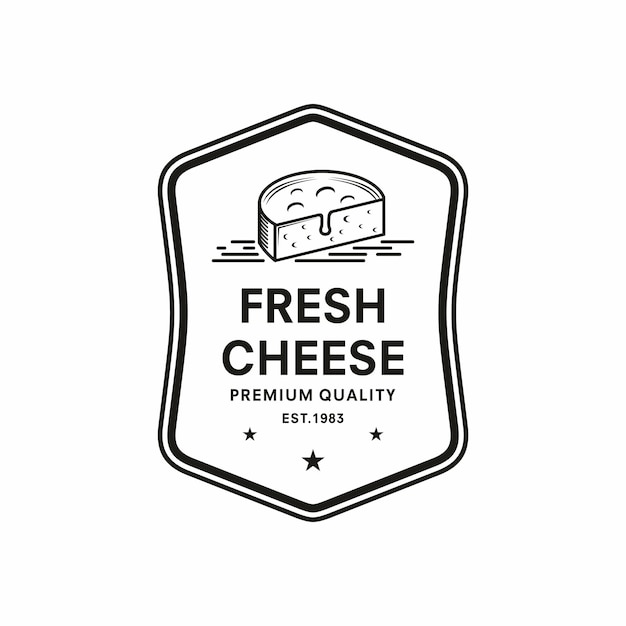 logotipo vintage Ilustração de modelo vetorial de pedaço de queijo