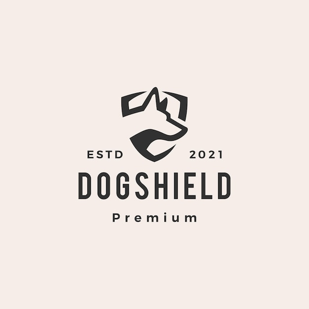 Logotipo vintage moderno com escudo de cachorro