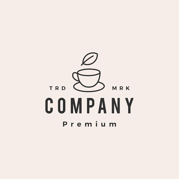 Logotipo vintage moderno da xícara de chá