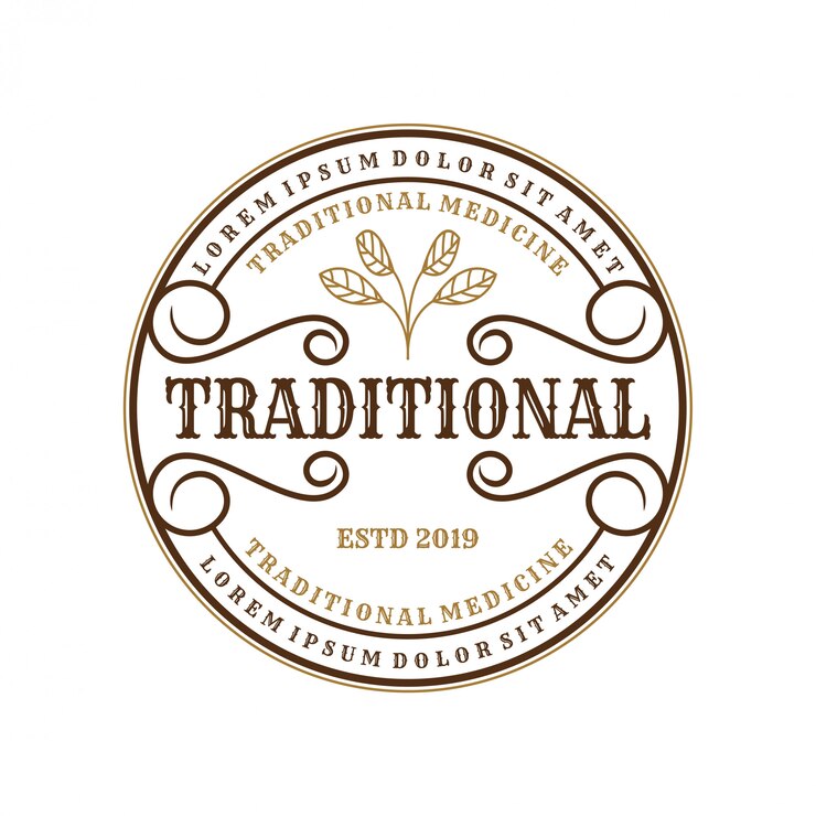 Vetor logotipo vintage para medicamentos tradicionais para etiqueta de marca