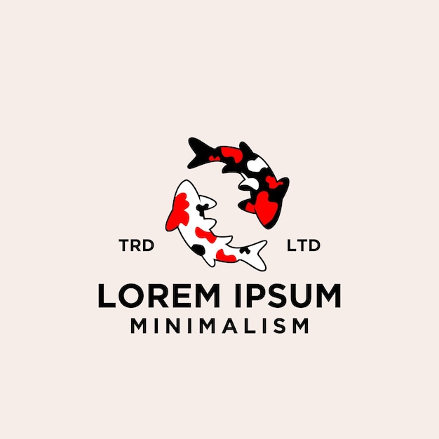 Logotipo vintage premium koi fish zen