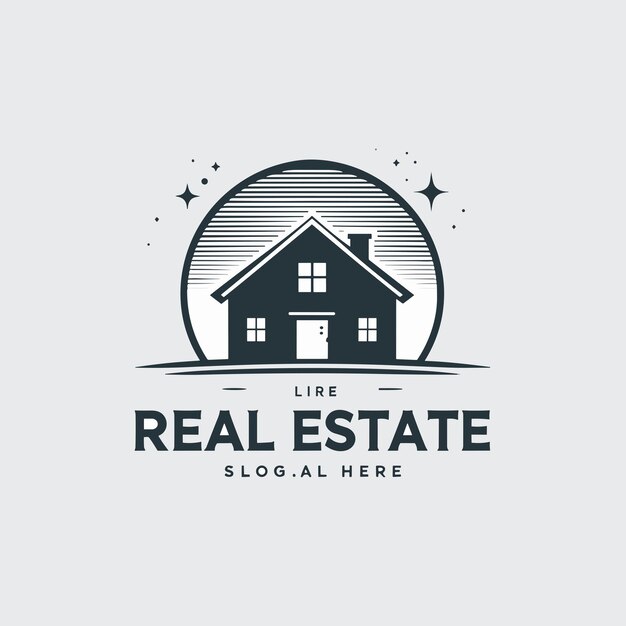 Logotipo vintage real estate com emblema