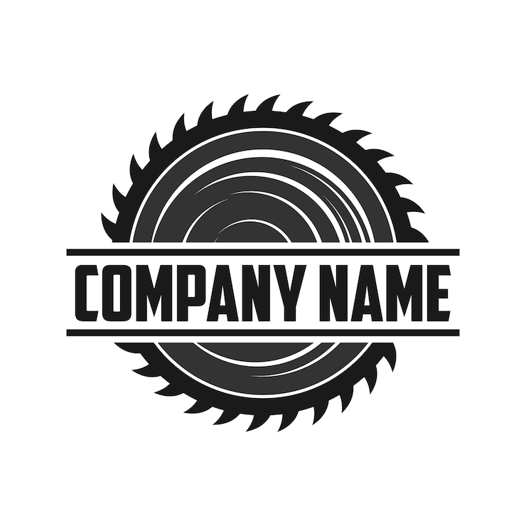 Vetor logotipo vintage serra circular emblema silhueta