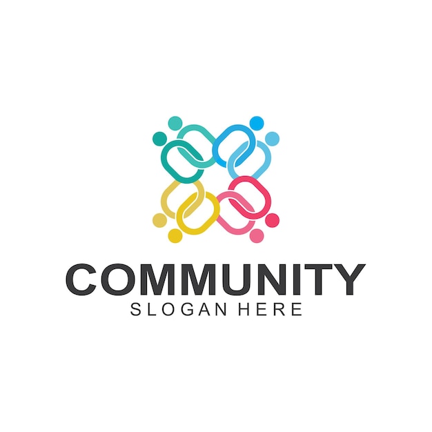 Vetor logotipos da comunidade pessoas verificam logotipos para equipes ou grupos e empresas design vetorial