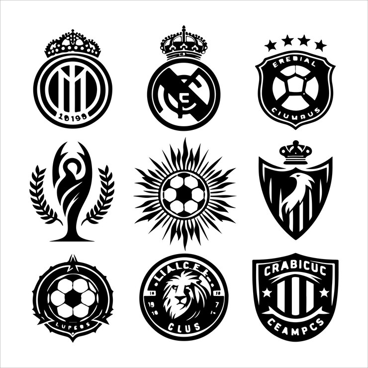 Vetor logotipos de clubes de futebol, emblemas, vetor de silhueta