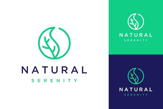 Vetor logotipos de design natural ou folhas com círculos