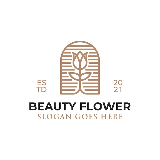 Logotipos de estilo de arte de linha de flor de beleza