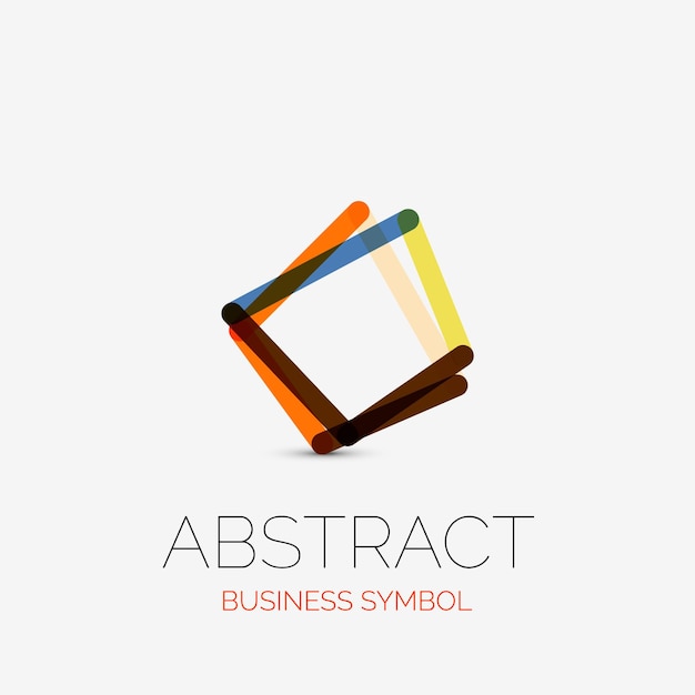 Logotipos de ícones de negócios lineares minimalistas feitos de segmentos de linha multicoloridos símbolos universais para qualquer conceito ou ideia conjunto de elementos de tecnologia de alta tecnologia futurista
