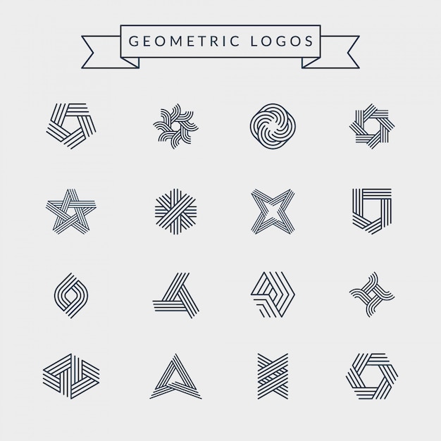 Vetor logotipos de linha moderna. formas geométricas criativas.