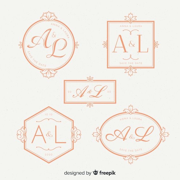 Logotipos de monograma lindo casamento