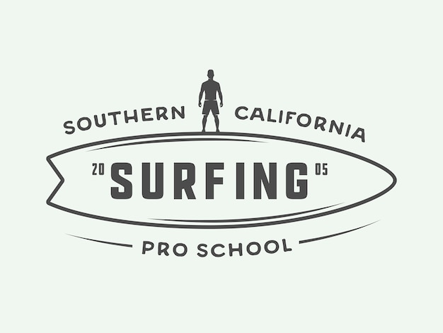 Vetor logotipos de surf, etiquetas, emblemas