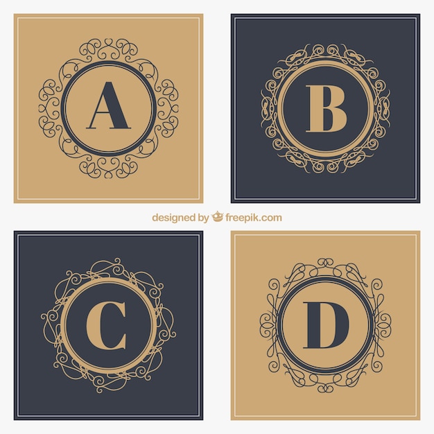 Logotipos decorativos com letras maiúsculas