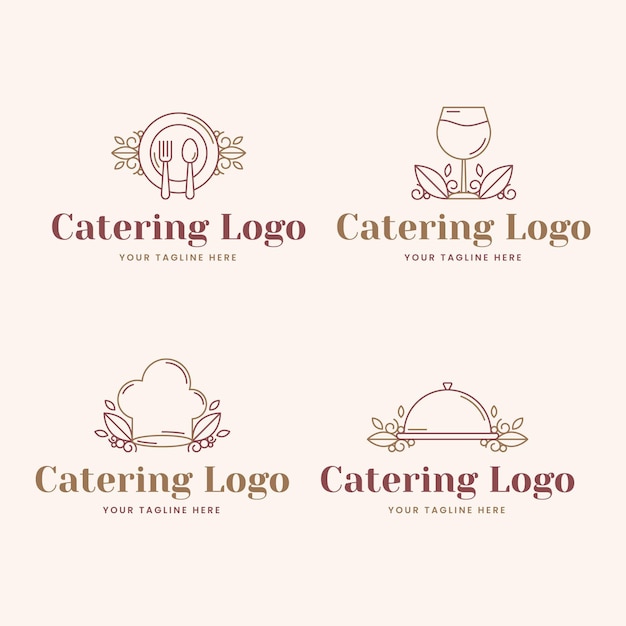 Logotipos lineares de catering plano