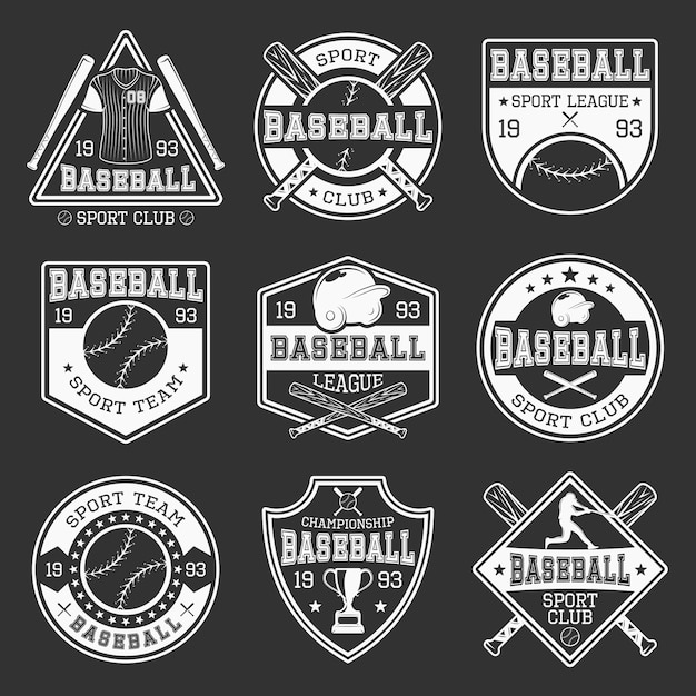 Vetor logotipos monocromáticos de beisebol