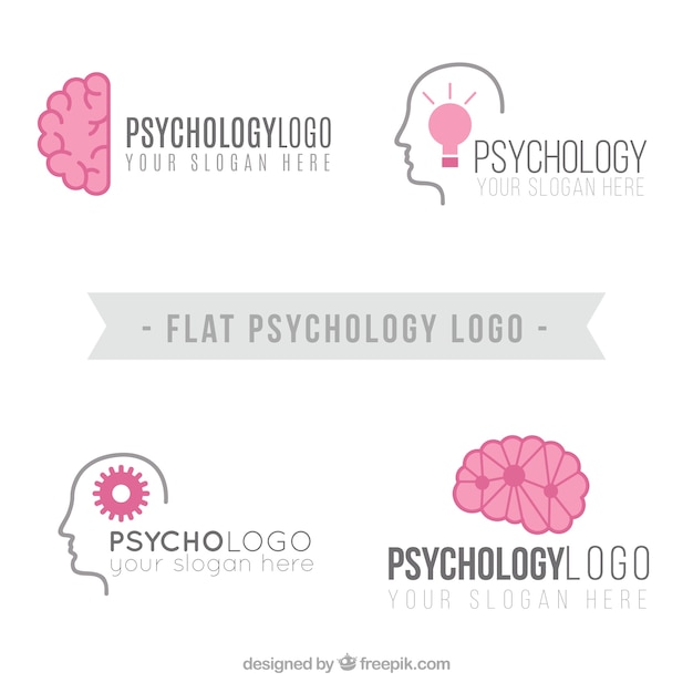 Logotipos psicologia planas com detalhes rosa