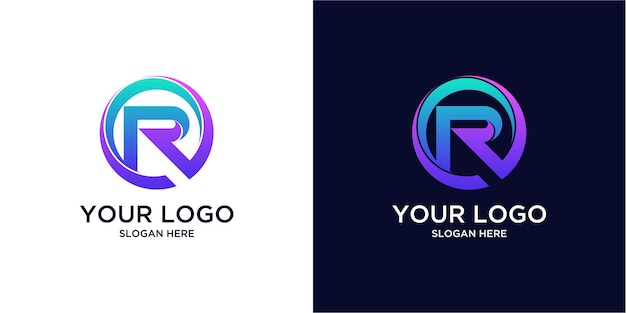 Logotipos r coloridos em gradiente