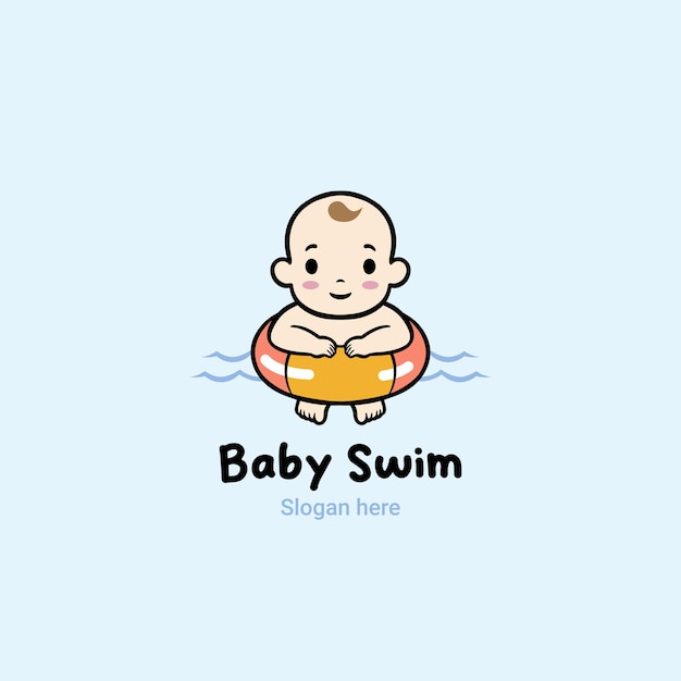 Vetor loja de bebês com logotipo happy baby swim