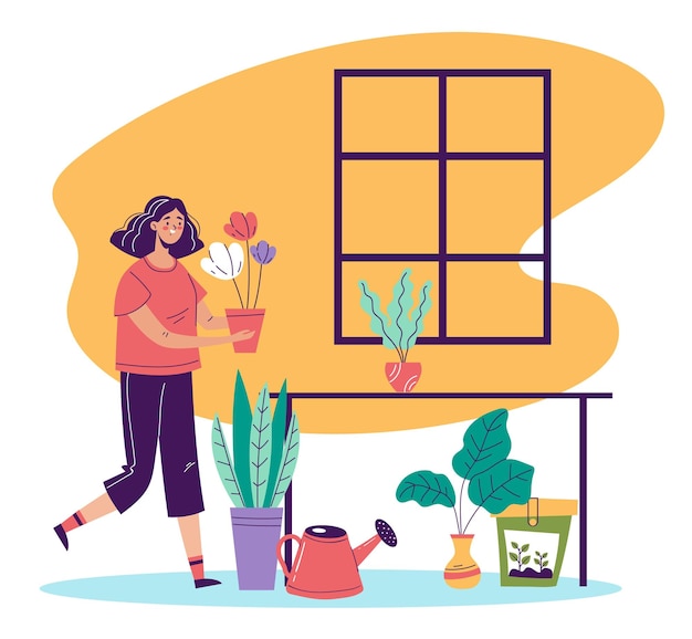 Loja de plantas de flores conceito de loja de flores ilustração gráfica de design vetorial