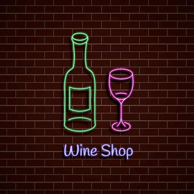 Loja de vinhos Neon verde e rosa sinal