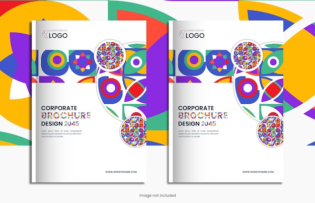 Vetor lookbook moderno e criativo e design de capa de brochura com formas coloridas geométricas