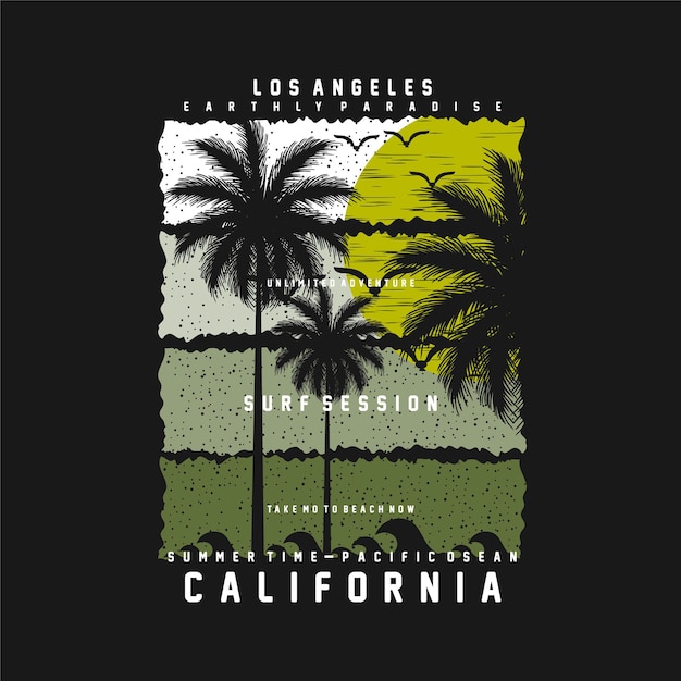 Los angeles california paisagismo exótico folhas t-shirt gráfico vetorial