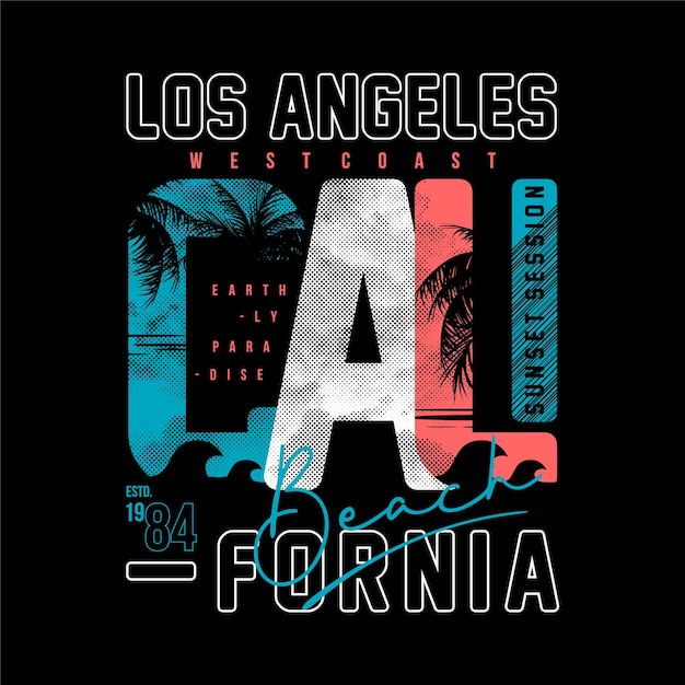 Vetor los angeles califórnia vetor gráfico de cores legal na camiseta com estampa de tema de praia