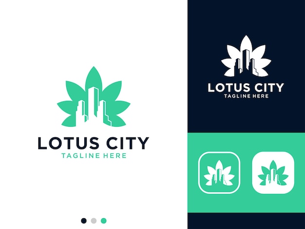 Lotus imobiliário com design de logotipo da cidade