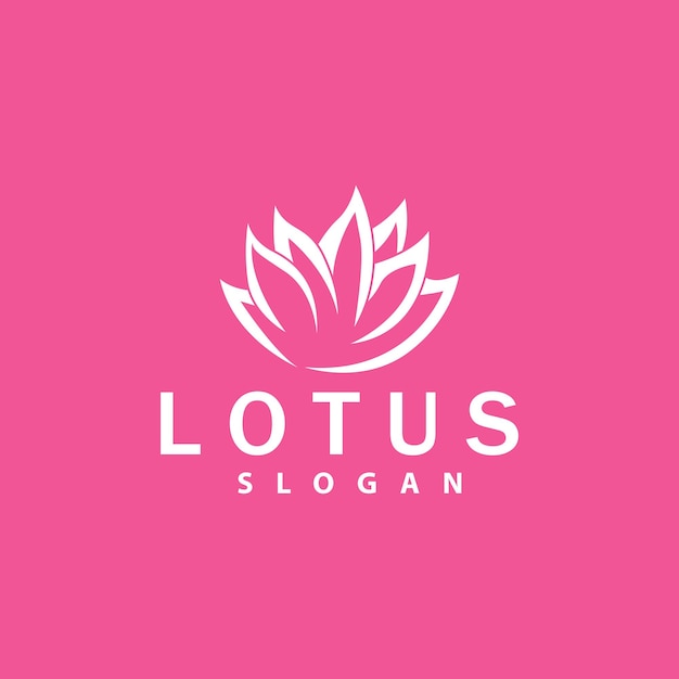 Lotus logo flower plant vector modelo de ícone de símbolo de design de linha simples minimalista