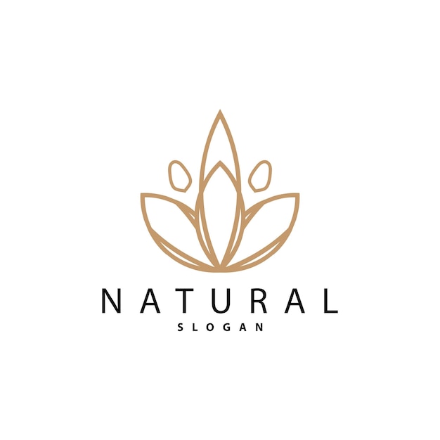 Lotus Logo Flower Plant Vector Modelo de ícone de símbolo de design de linha simples minimalista