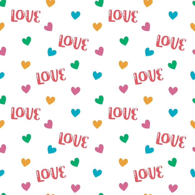 Love Cute Hearts Vector Padrão sem costura Papel de parede de fundo