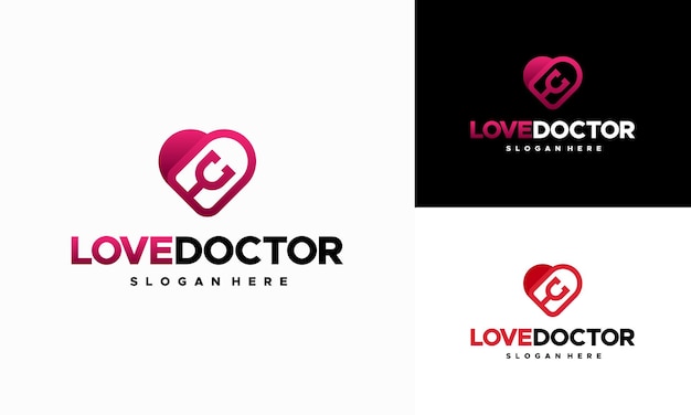 Love doctor logo projeta conceito vetor modelo de ícone do doctor app logo