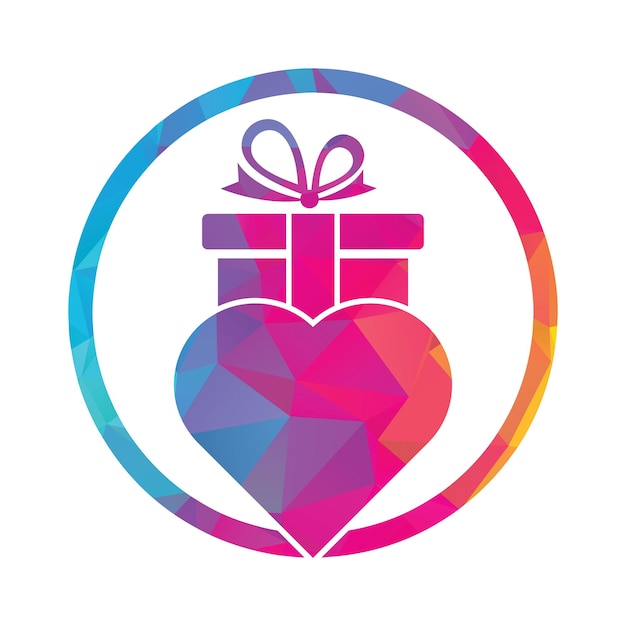 Vetor love gift logo vector symbol design ícone de vetor de logotipo de presente de coração