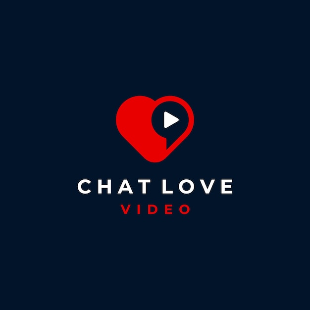 Love heart chat talk filme vídeo comunicação espaço negativo logo design inspiração