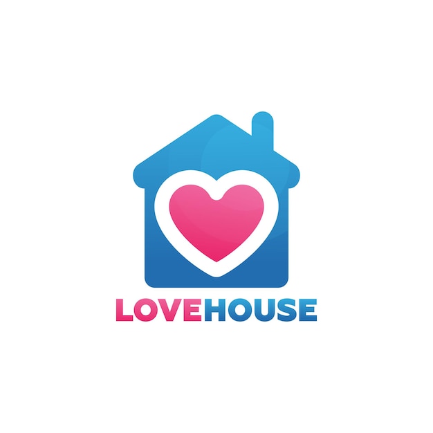 Love house logo design template vector, emblem, design concept, creative symbol, icon