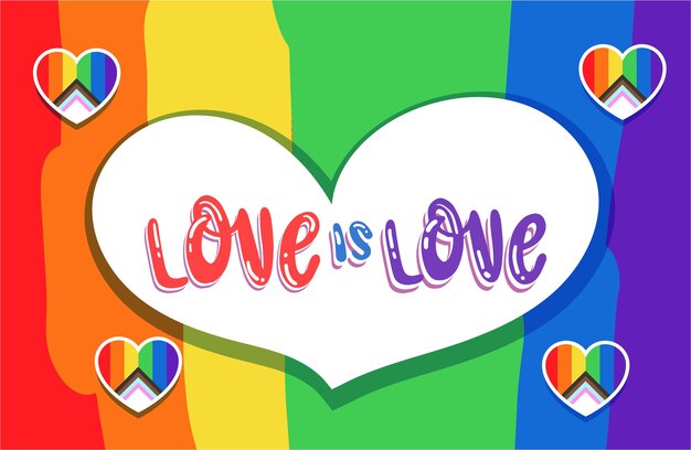 Vetor love is love pride vector design love is love design com cores de fundo lgbtq