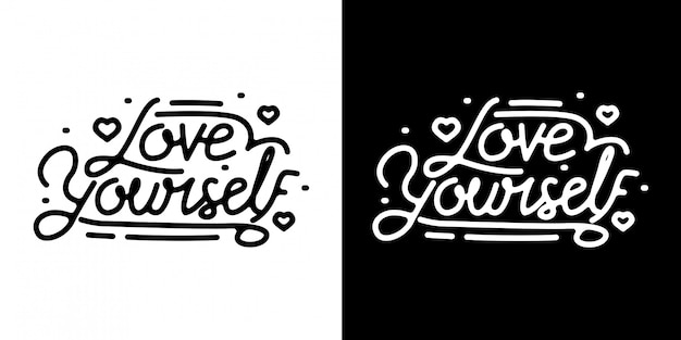 Love yourself monoline lettering vintage