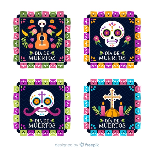 Lovely día de muertos badge collection