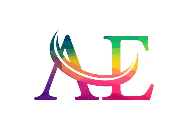 Vetor low poly e initial ae letter logo design conceito de design vetorial