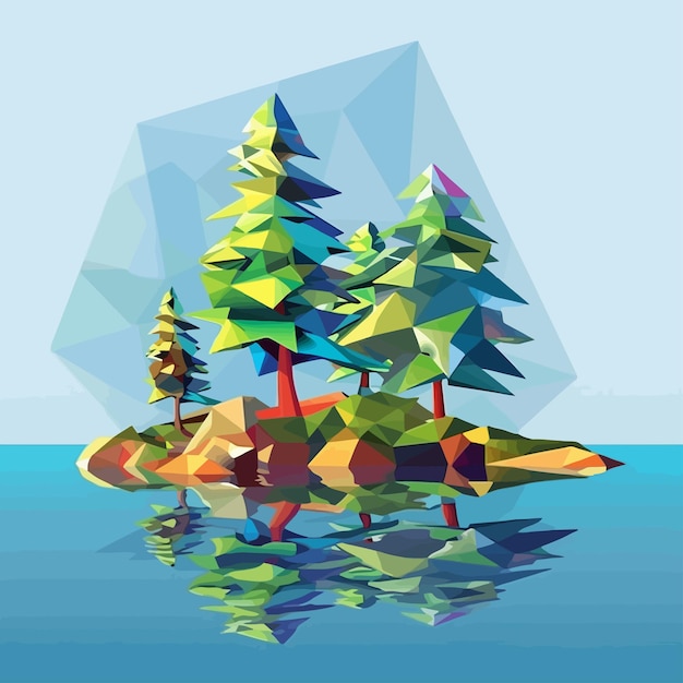 Vetor low_polygonal_geometric_trees_and_islandabstract