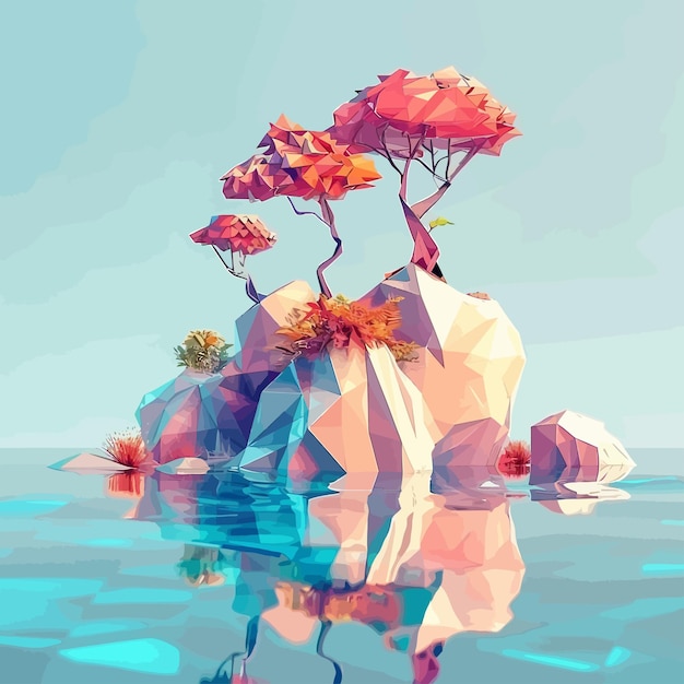 Vetor low_polygonal_geometric_trees_and_islandabstract