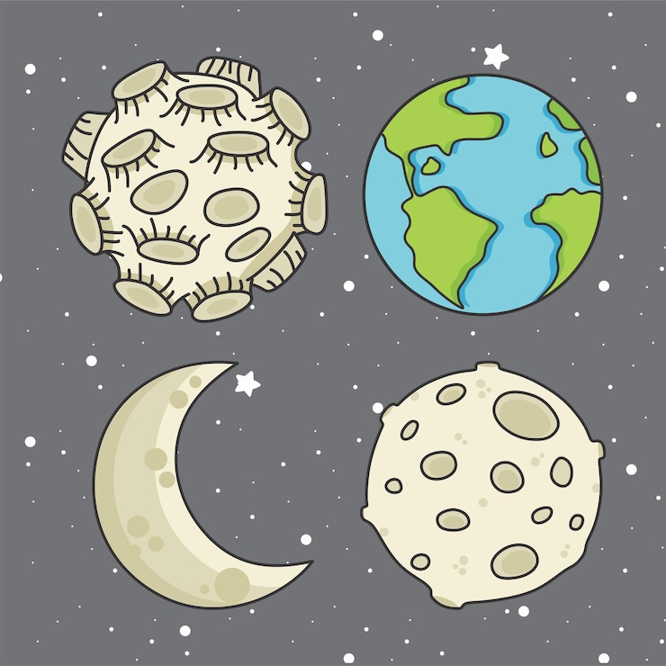Vetor lua cheia lua cratera planeta terra lua