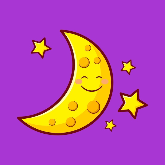 Lua Com Estrelas Dia Mundial Do Sorriso Ilustração Vetorial Dos Desenhos Animados