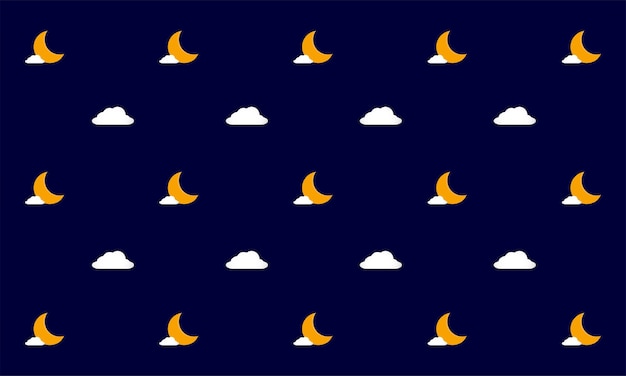 Lua e nuvens padrão de fundo. Ilustração em vetor.