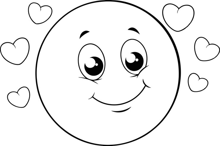 Vetor lua sorridente com corações flutuantes