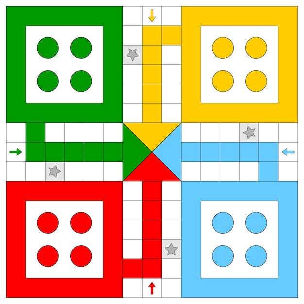 Vetores de Ludo Jogo De Tabuleiro Para Impressão Com Ilustração