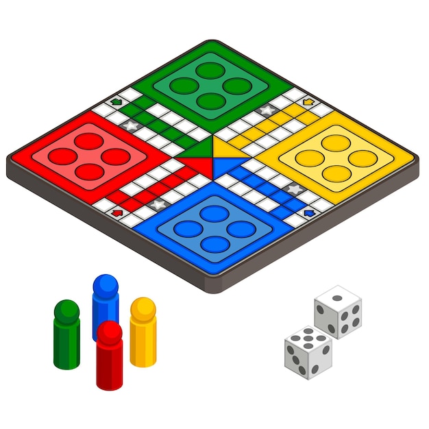 Ludo jogo de tabuleiro em diferentes perspectivas